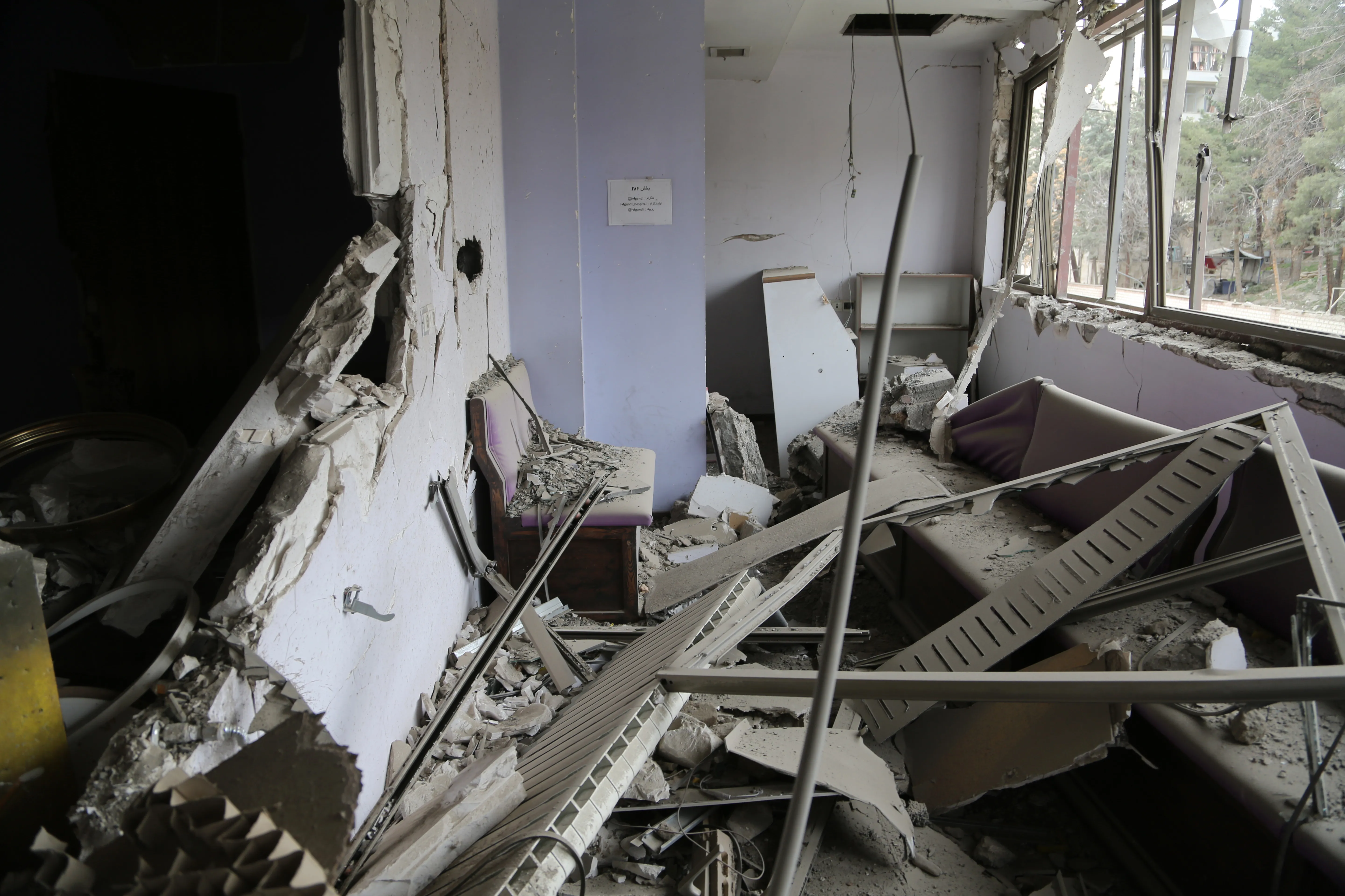 Gandhi Hospital damage — interior/exterior (3), Mar 2